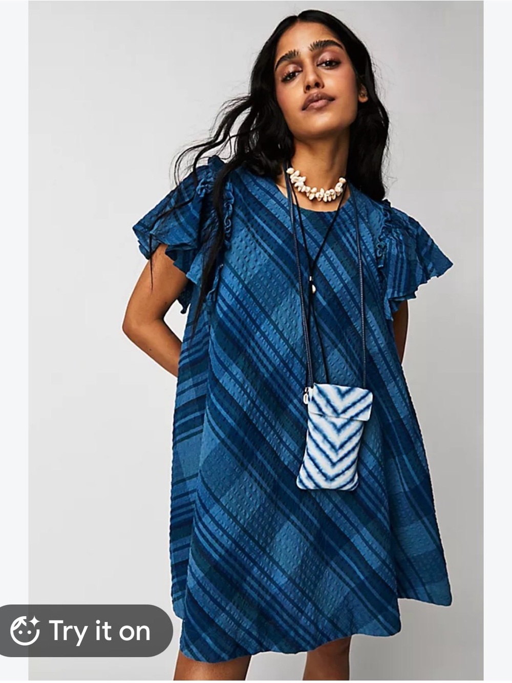 Free People 
Women's Yara Madras Plaid Mini Dress 
Size S